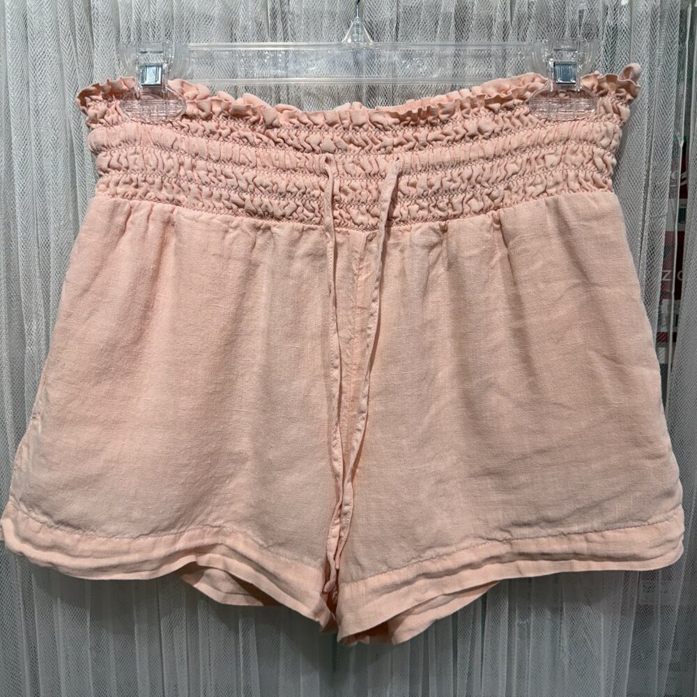 cloth & stone High Waist Smocked Waistband Peach Pink Shorts
